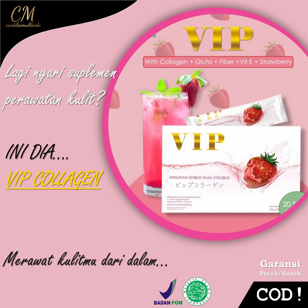 

Suplemen Minuman Kolagen Colagen Beauty Drink Kecantikan Pemutih Kulit Badan VIP Collagen BPOM