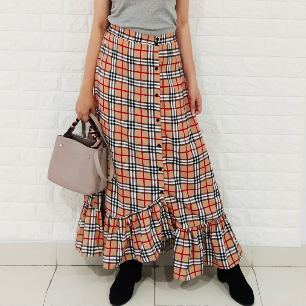 ROK KOTAK BUEBERRY PANJANG #GLFASHION