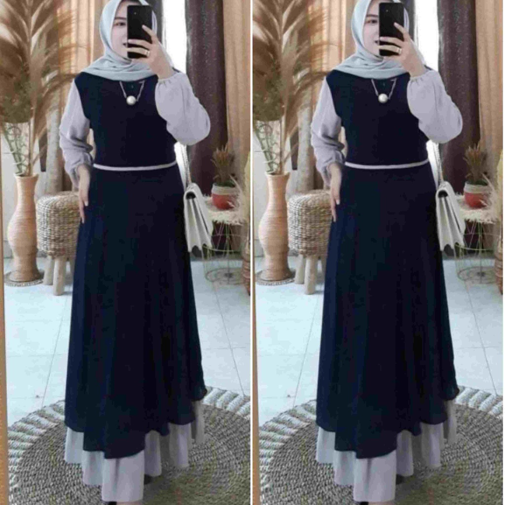 andara maxi 2 ceruty bebydoll kombinasi warna /gamis syarii ceruty bebydoll kombi