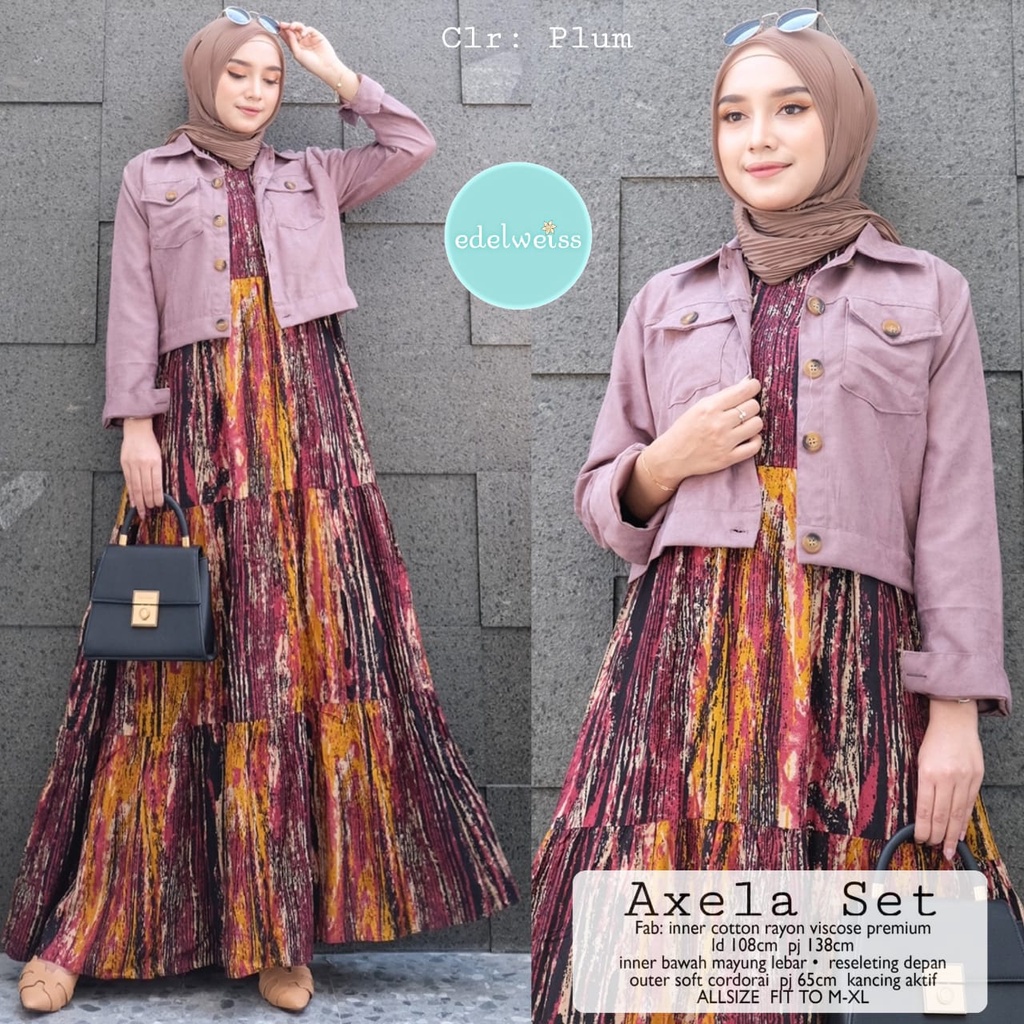 NEW AXELA SET  COTON RAYON LUXUARY LD 108  GAMIS MAYUNG  JUMBO  ORIGINAL BY EDELWEISS