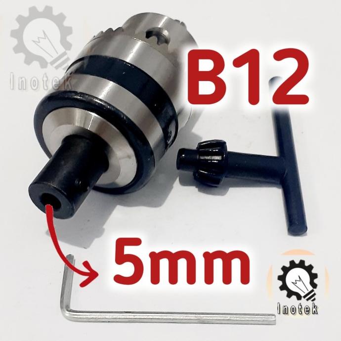 Chuck B12 dan Arbor Connector Ke As 5mm bisa untuk Motor DC 775 Termurah