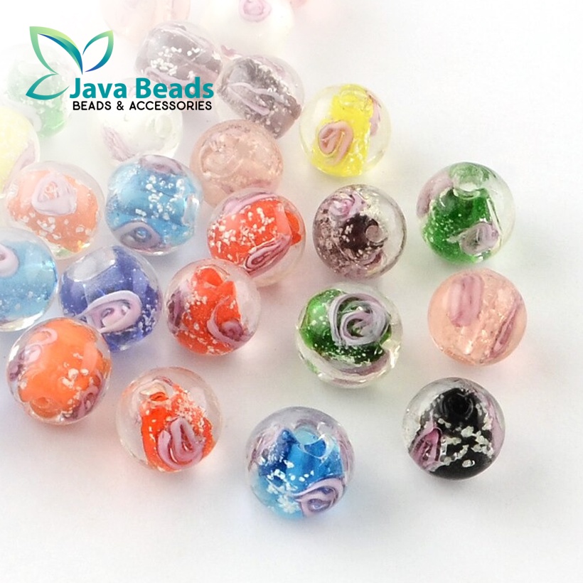 Bahan Aksesoris Gelang Kalung Glow In The Dark Flower Glass Beads