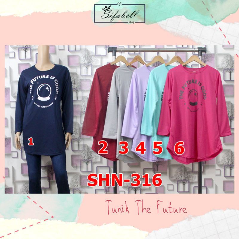 Kaos Wanita Lengan Panjang Tunik Longsleeve SHN316