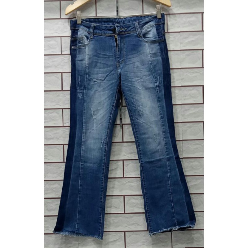Celana Cutbray Jeans Wanita Jeans Cutbray List Samping Boyfriend Original