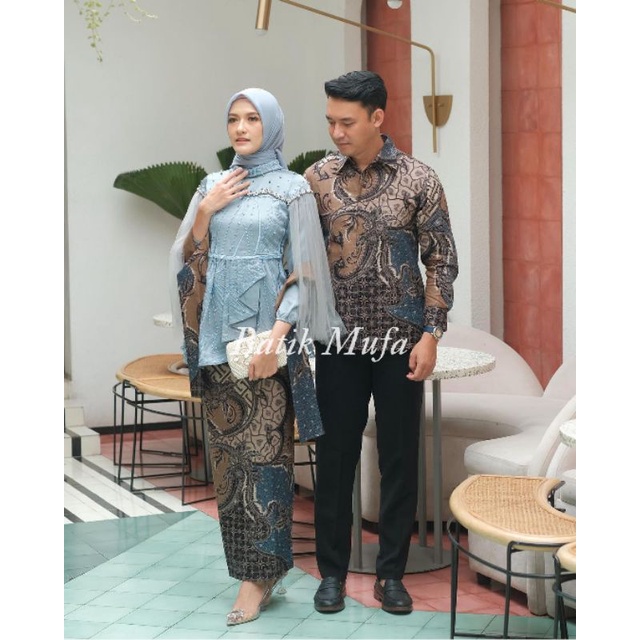 Set kebaya couple VANILA Blue ice Kebaya terbaru kebaya wisuda kekinian kebaya modern kebaya tunangan lamaran