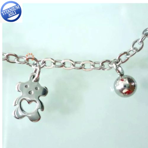 Lovelybutik - Gelang Tangan Wanita Titanium anti karat Gelang Tangan Bear Wanita Dewasa 18 Cm BONUS KOTAK PERHIASAN