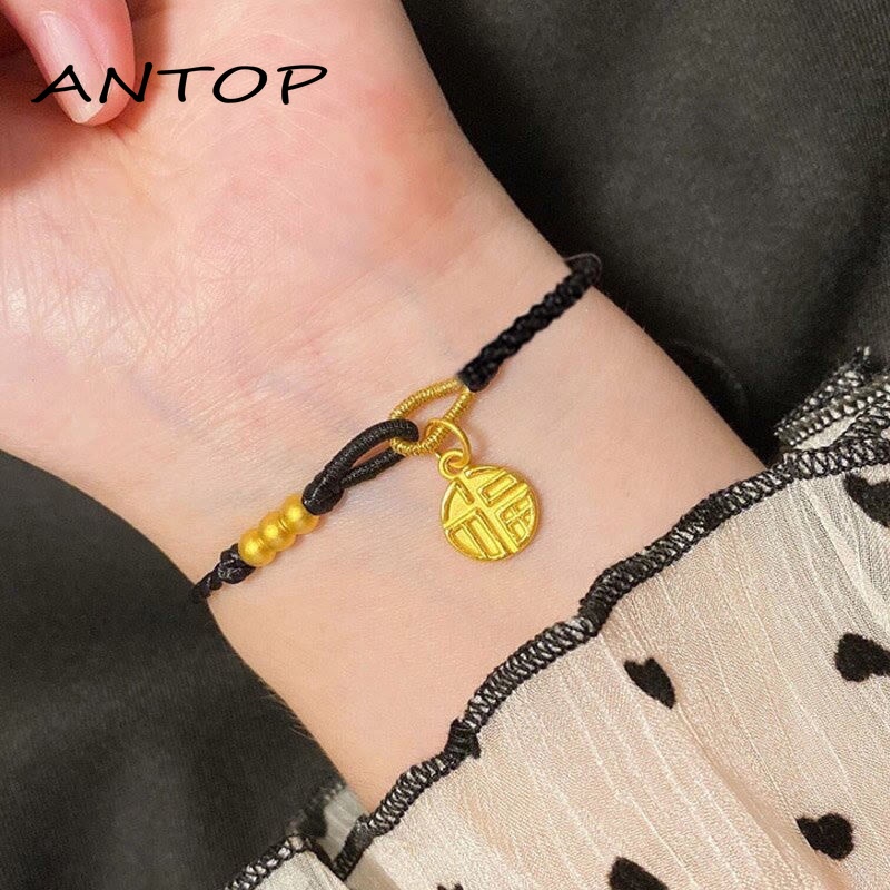 Korea Karakter Fu Kalung Tali Hitam Kalung Disesuaikan Fashion Perhiasan Temperamen ANTOP