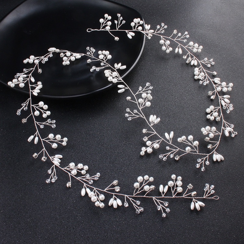 1 Pc 50CM Braided Pearl Crystal Headband Wedding Headdress / Girls DIY Hair Styling Tools / Fashion Styling Hair Accessories