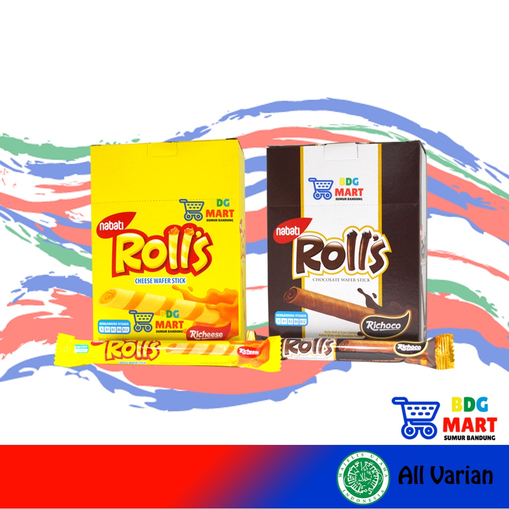 

VARIAN Nabati Roll Kue Wafer Rolls Rasa Coklat / Keju Halal MUI