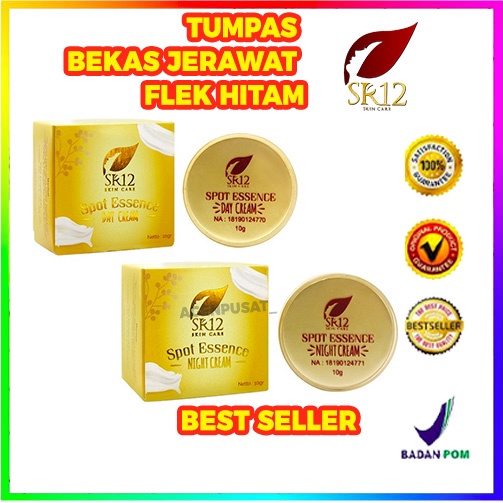 TUMPAS BEKAS JERAWAT , FLEK HITAM &amp; NODA WAJAH ..!! SPOT ESSENCE DAY &amp; NIGHT CREAM SR12 STANDAR BPOM