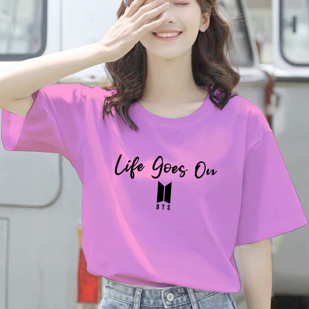 CALVIERO SHOP - BAJU KAOS ATASAN WANITA PRINT LIFE GOES ON ONLY