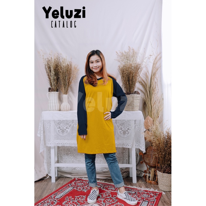 Tunik Atasan Wanita Raglan Kekinian Terbaru - Katun Combed 24s - Yeluzi