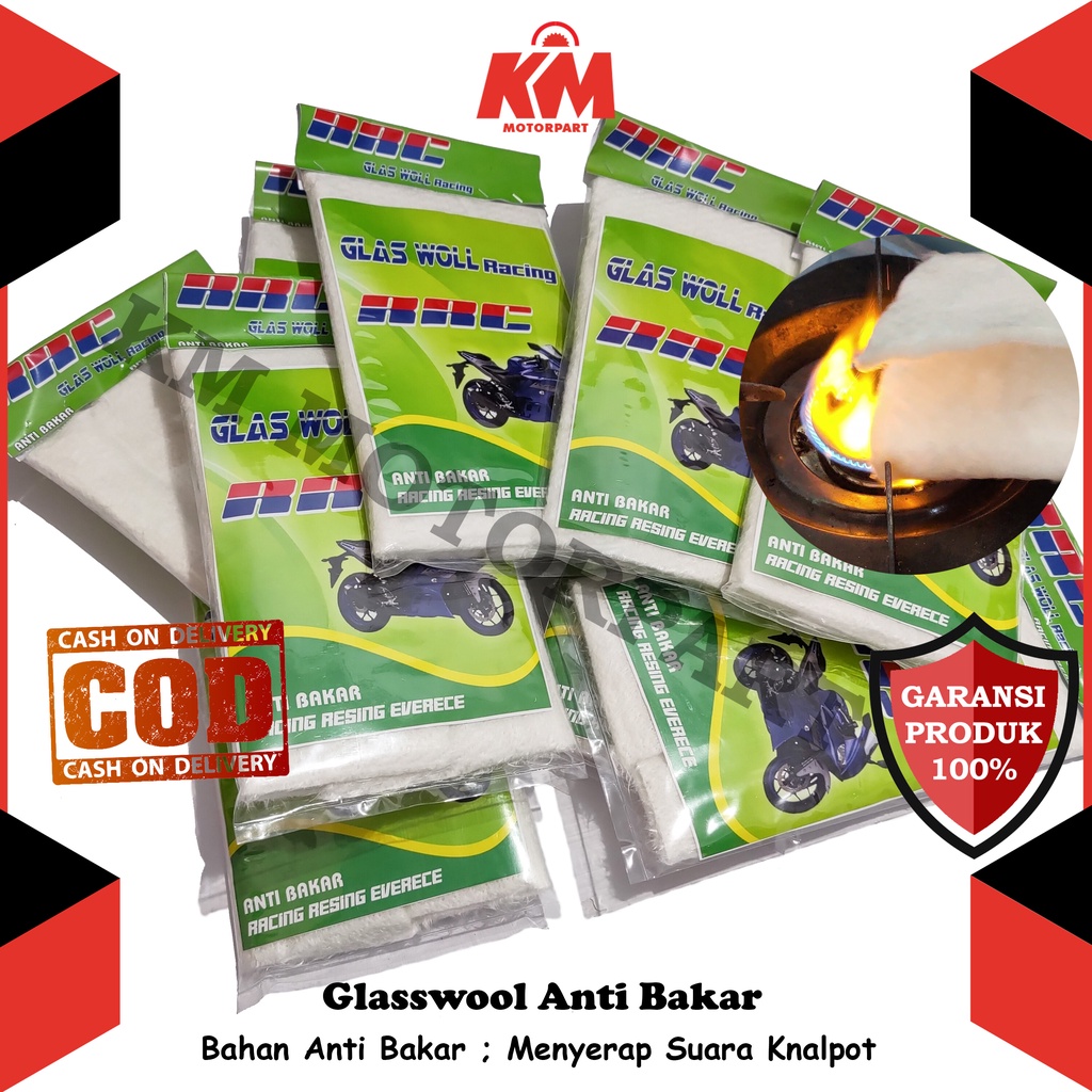 Glasswool Pelapis Peredam Suara Knalpot Anti Bakar Panas Racing Gasbul Glass Wool Putih Tebal 7 mm