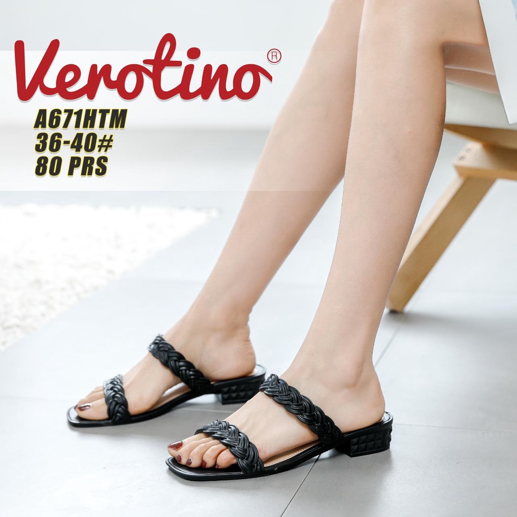 A671 Sandal Flat Wanita / Sandal Selop Hak Wanita Merek Verotino Ukuran 36-40