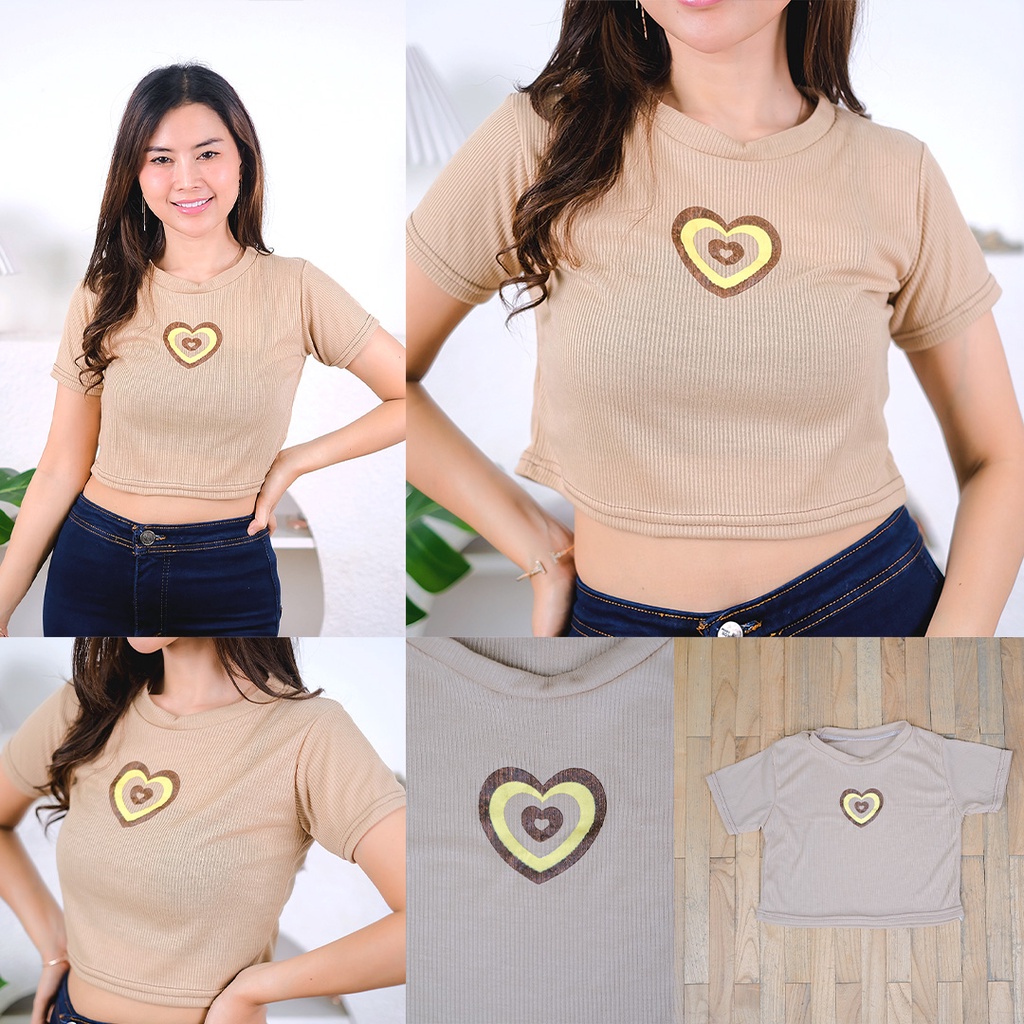 AFI - EC - Kaos Latte Heart Love Crop Top (LD 88, P 40)