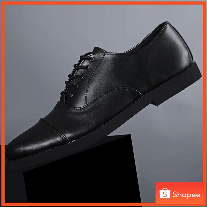 Sepatu Pantofel Pria Oxford Casual Kulit Formal Kerja Pantopel Kasual Original - Harrison Full Black