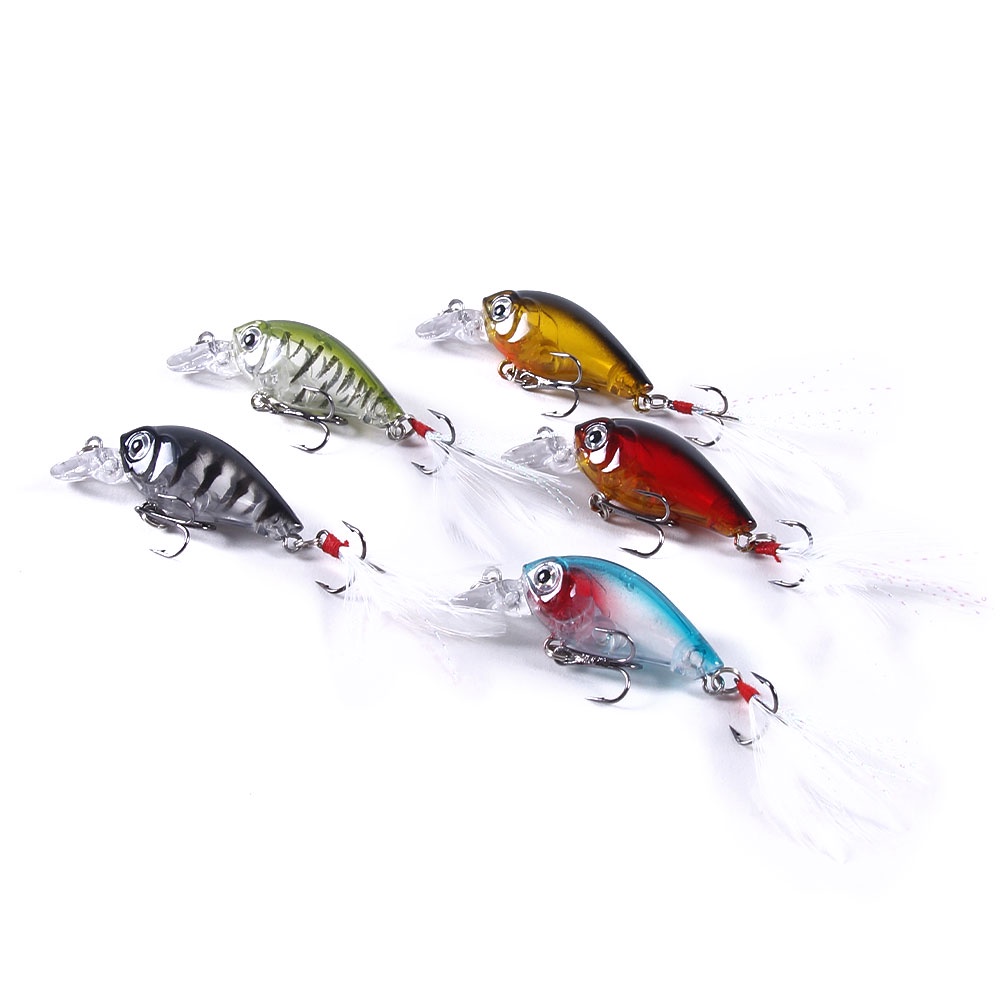 HENGJIA 20pcs 4.5cm/4g small 3d eye fishing lure crankbait umpan pancing swimbait ikan bass bait