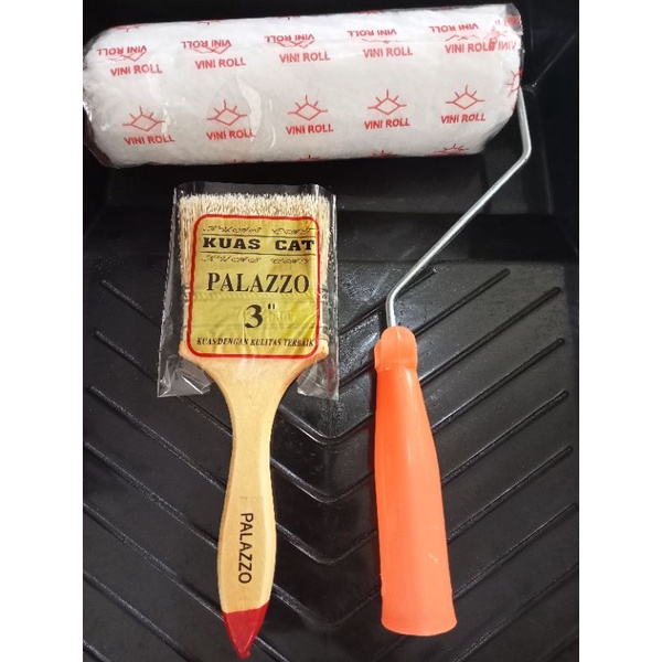 BAK CAT+KUAS ROLL 9 INCHI+KUAS KAYU 3 INCHI*PAKET