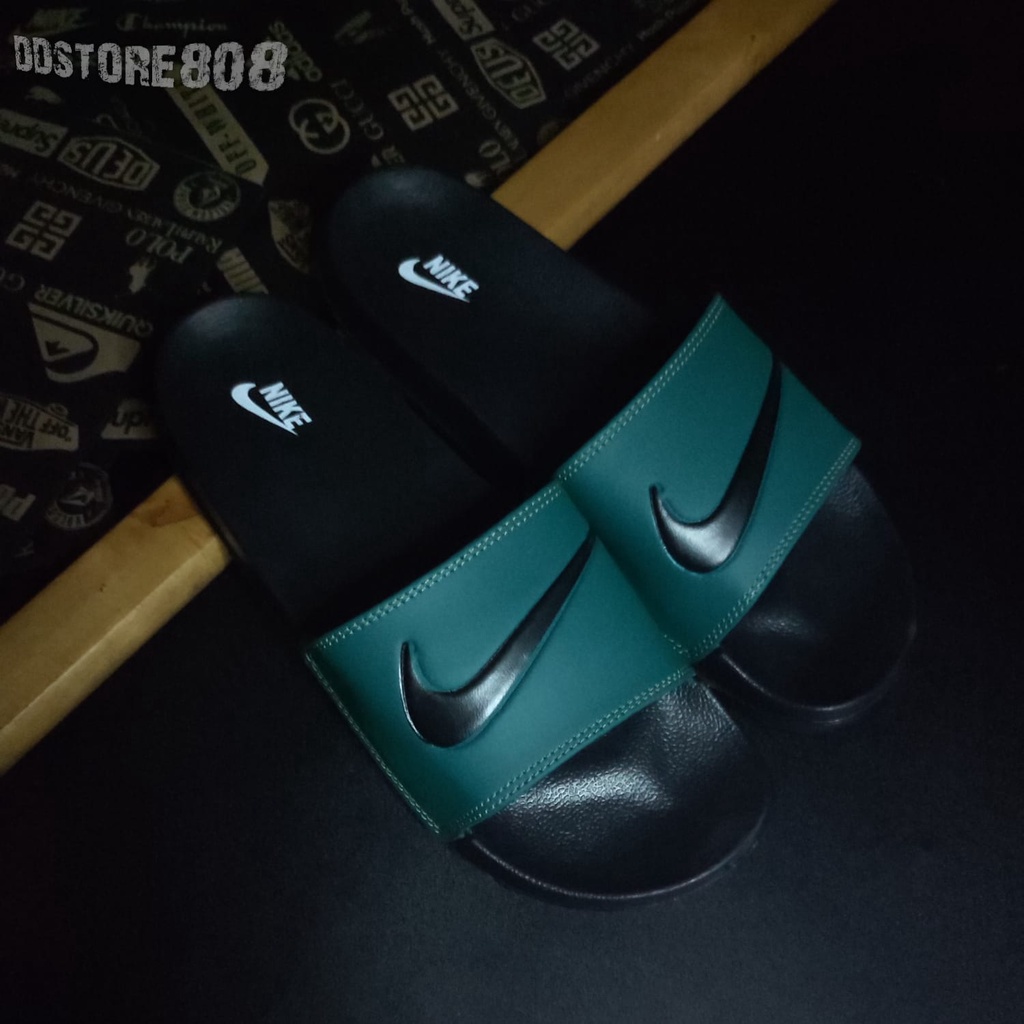 COD Real Pict Sandal Nike Benassi Swoosh Premium / Sendal Nike Slide Pria Wanita Flip Flop Termurah