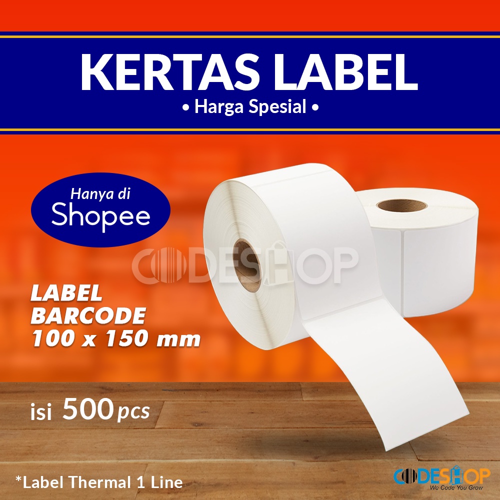 Kertas Label Thermal Uk. 100 x 150 mm Isi 500  Stiker Resi 100x150