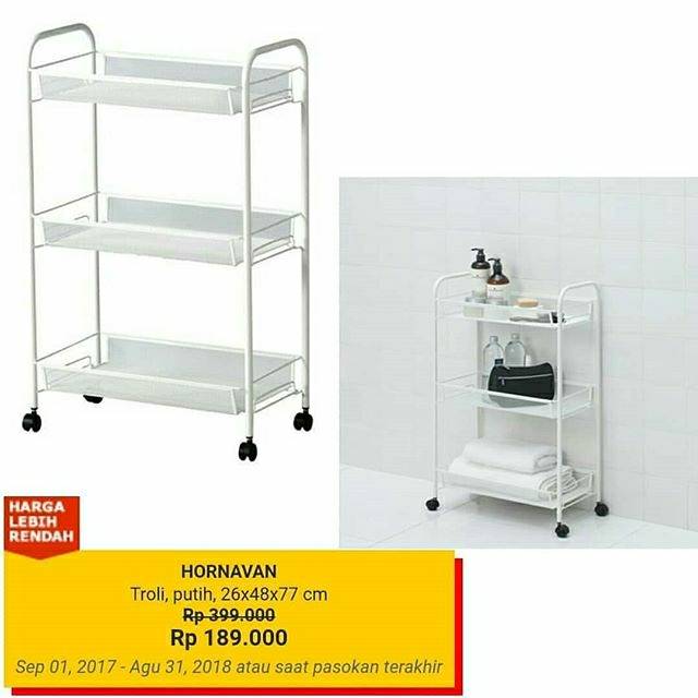 Ikea hornavan rak tempat bumbu susun dapur meja salon serbaguna roda putih