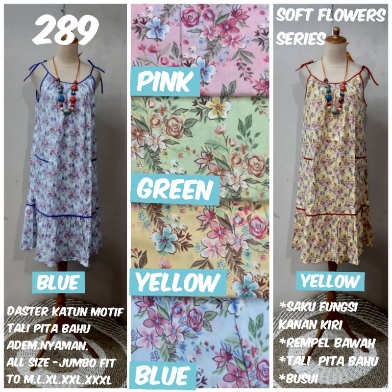 Daster midi seksi tali Ruffle flowers katun jepang(adem tebal) busui all size fit to m.L.xL.xxL.xxxL