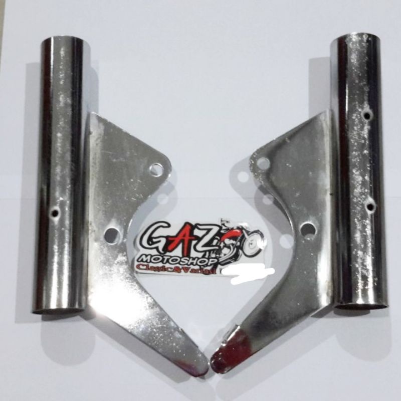 Kupingan Lampu Pipa CB K5 as 31mm Plus Pangkon Plat Nomor Crhome Bracket Dudukan Lampu Pesek GL MP