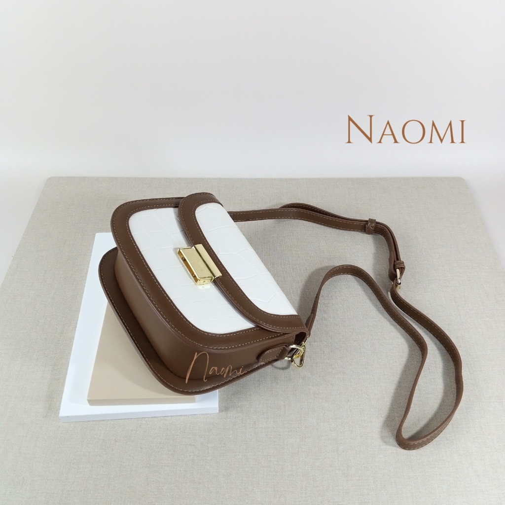 NAOMI - Clarissa Sling Bag Import - Tas Selempĺang Croco Fashion Premium Kulit Wanita - Hand Bag Leather Korea - Handbag Sintetis PU - Tas Wanita - Tas Naomi - Naomi Bag - tas motif croco - women bag