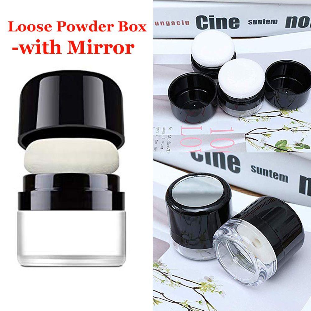 POPULAR Hot with Mirror Container Travel Powder Case Loose Powder Box New DIY Cosmetic Foundation Powder Case with Mushroom Sponge Puff Blusher Finishing Powder Jar Portable