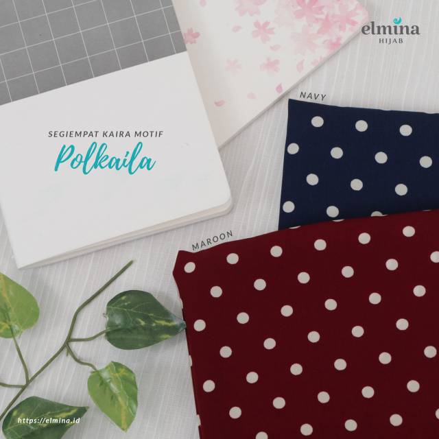 Jilbab Segi Empat Polkadot / Polkaila Maroon Elmina Segiempat Motif 115