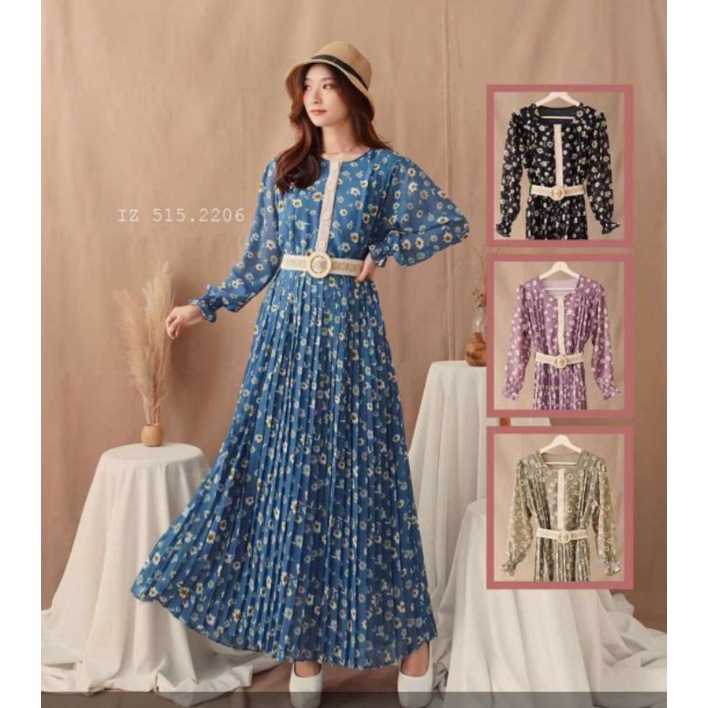 Gamis plisket bunga original by Yuna