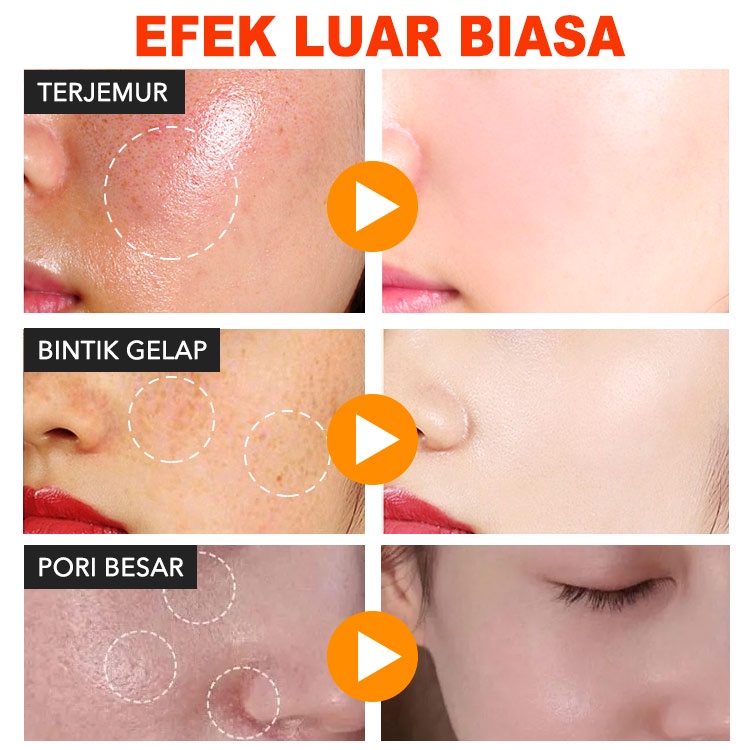 ELLEN ELLA Vitamin C Whitening Keluarga-Mencerahkan warna kulit menghilangkan bintik-bintik Melindungi kulit selama 12 jam