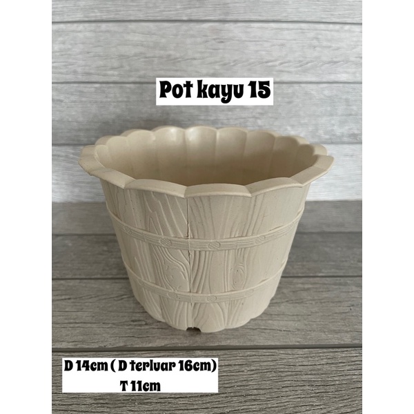 Dekorasi Taman Pot Motif Gentong Kayu plastik 1