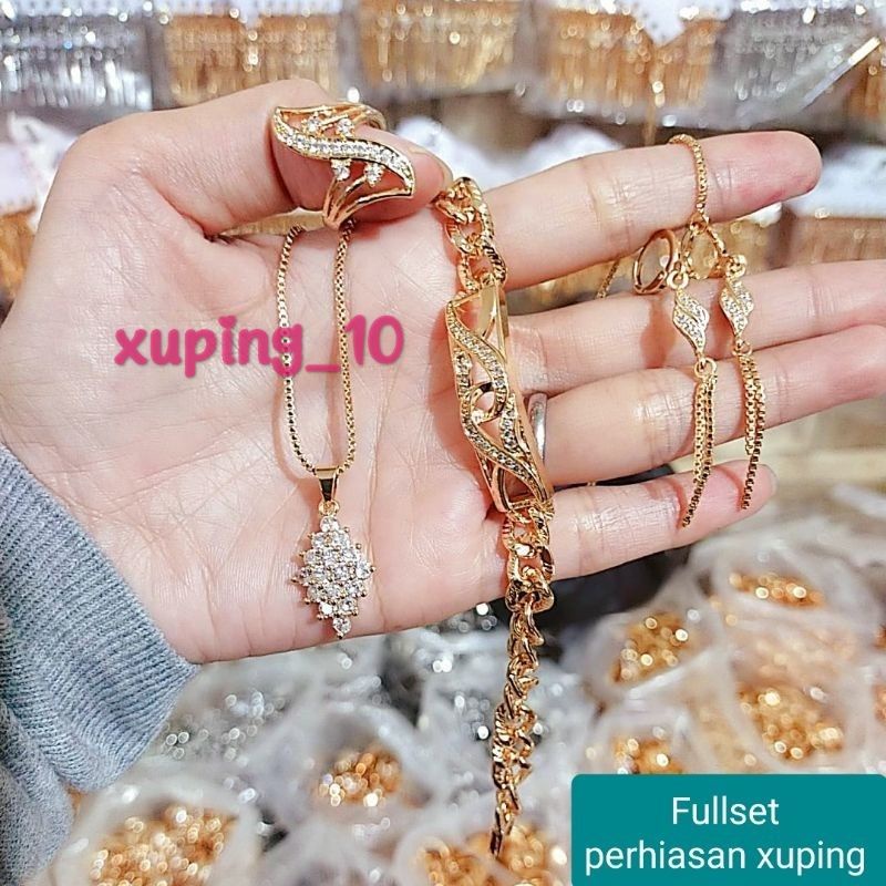 Satu set perhiasan wanita dewasa xuping lapis emas aksesoris fashion S012