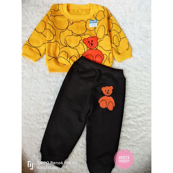 HB-Setelan bayi, atasan sweater celana joger motif beruang