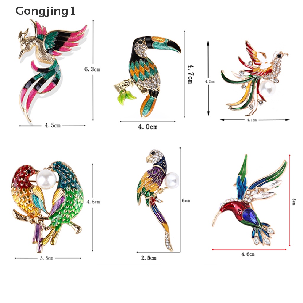 Gongjing1 Bros Pin Bentuk Burung Phoenixburung Hantuburung Flamingo Aksen Kristal Untuk Wanita