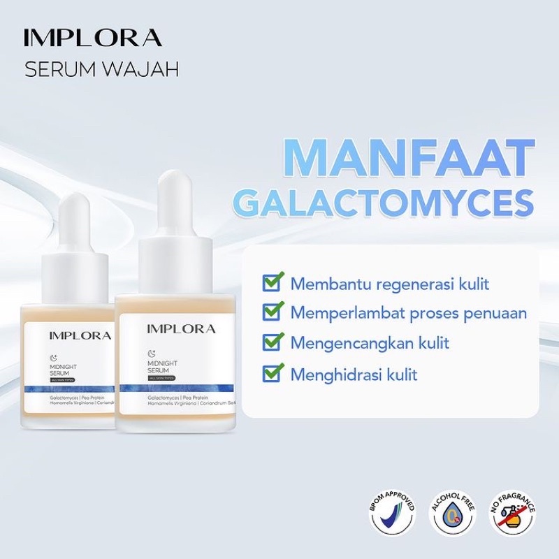 Implora Face Serum Acne Serum Anti Jerawat | Luminous | Midnight | Peeling AHA BHA PHA | Hydrating Serum