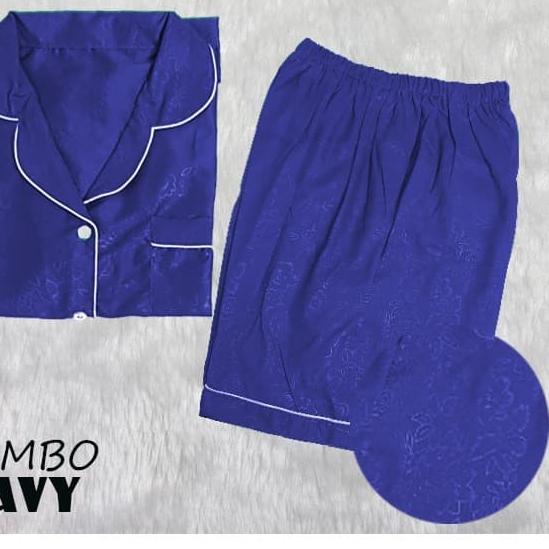 ▲ PP SATIN EMBOS JUMBO BAJU TIDUR WANITA DEWASA PENDEK BIGSIZE CEWEK - Putih ➽