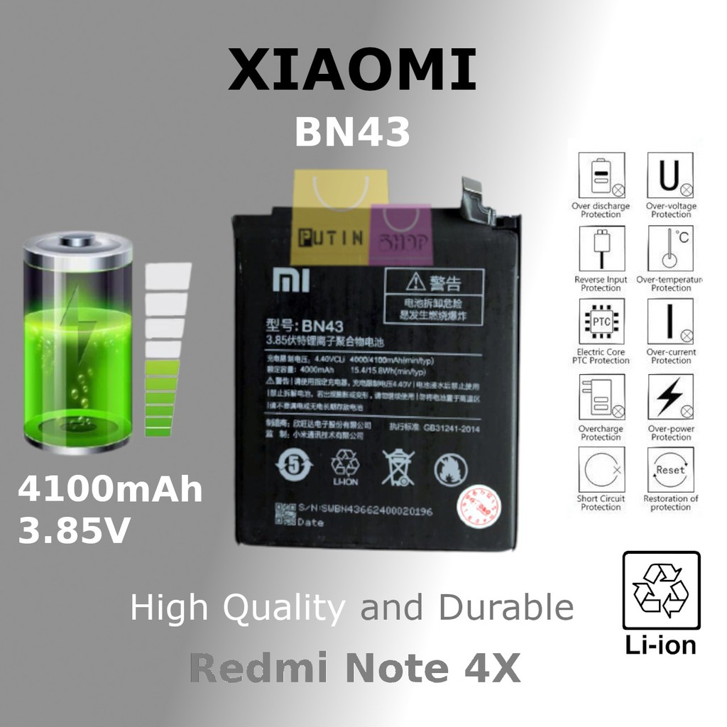 (P) Baterai batre battery Xiaomi Redmi Note 4X / BN43