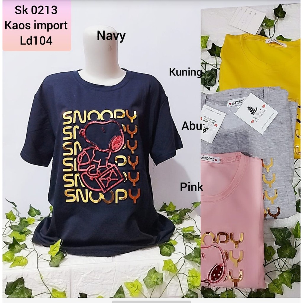 Kaos Wanita Blus Snoopy Import Motif Lucu