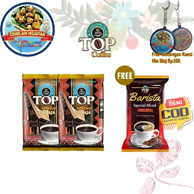 

[Buy 2 Get 1] Kopi Top Toraja (2in1) 25gr x 10 x 2 - Free Top Coffee Barista 25 gr x 6 pcs (ISI 6+3) Kopi Santai