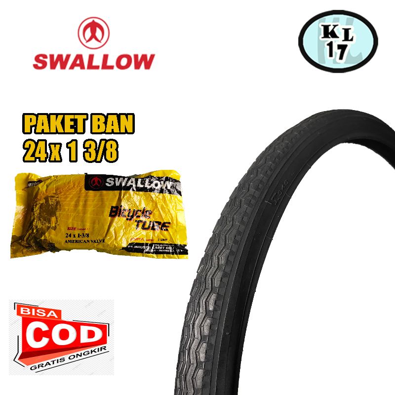 BAN LUAR 24 X 1 3/8 SWALLOW BAN LUAR SEPEDA 24 BALAP PAKET BAN LUAR 24 BALAP