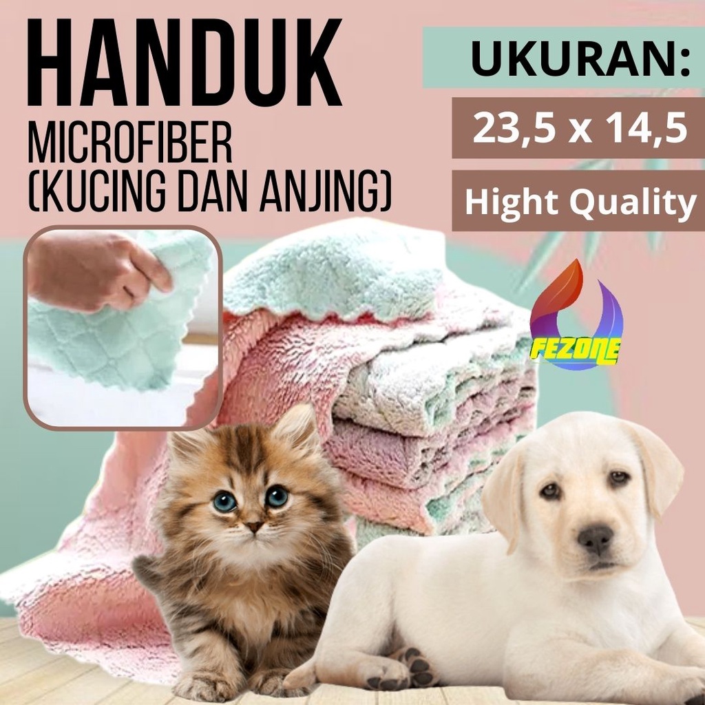 Handuk Microfiber Cepat Serap Air Kering Untuk Anjing Kucing Bahan Lembut Menyerap Lebih Cepat FEZONE