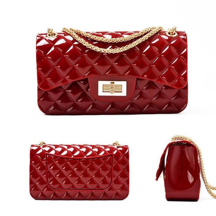 Tas Jelly Mini Glossy Murah Import CHEVRON CLASSIC Selempang Slempang Pesta Kecil Wanita Premium E