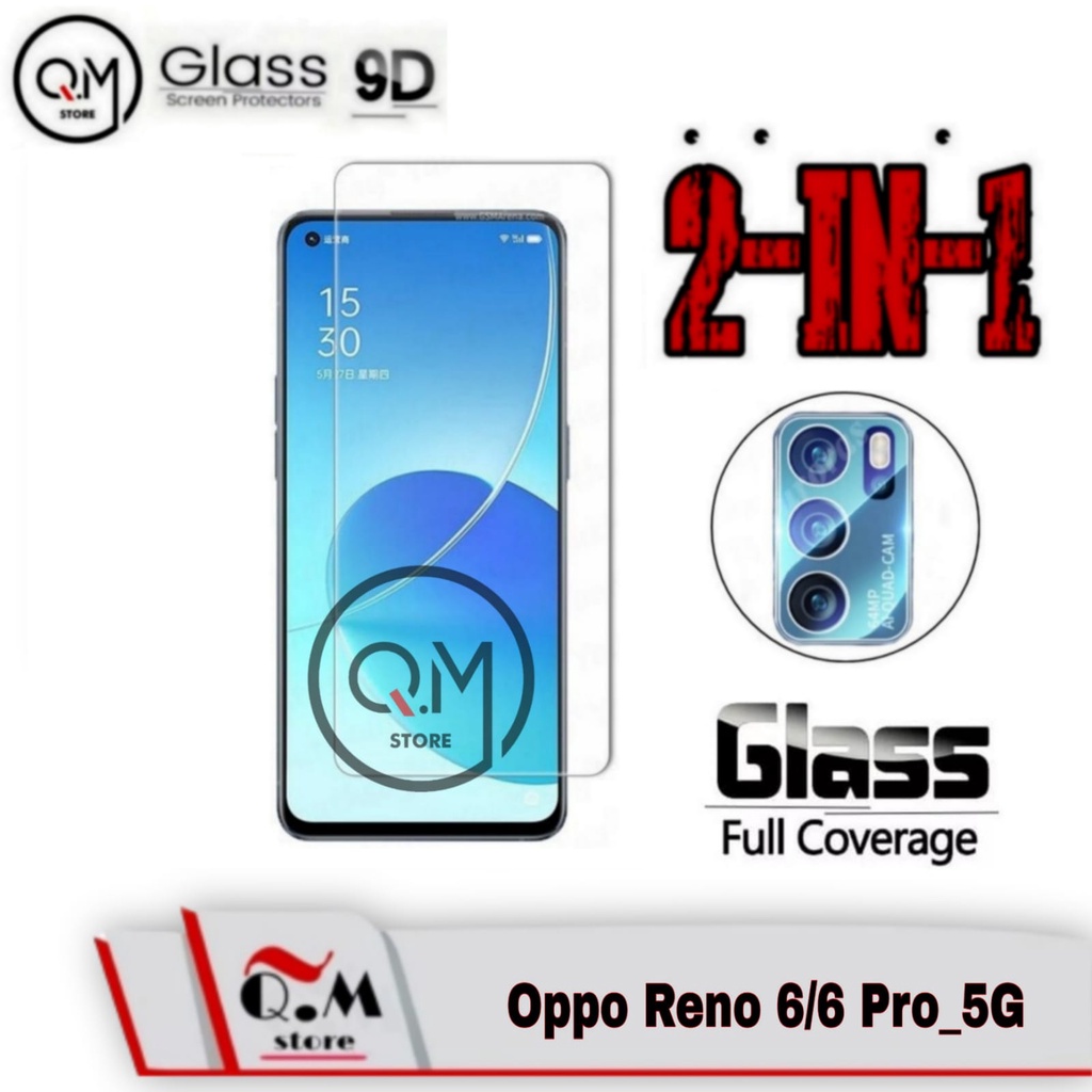 Paket 2IN1 Tempered Glass 9D Oppo A16 / Oppo Reno 6 / Oppo Reno 6 Pro 5G 2021 Anti Gores Screen Guard full cover