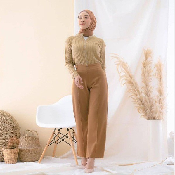 Leon Kullot Scuba Premium / Celana Panjang Kulot Polos Wanita / Celana Panjang Polos Murah Korean Outfit- BV0G-6