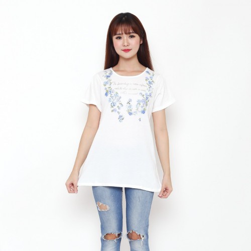 RosaCheri JPN Blossom White Tee Tees Kaos Lengan Pendek