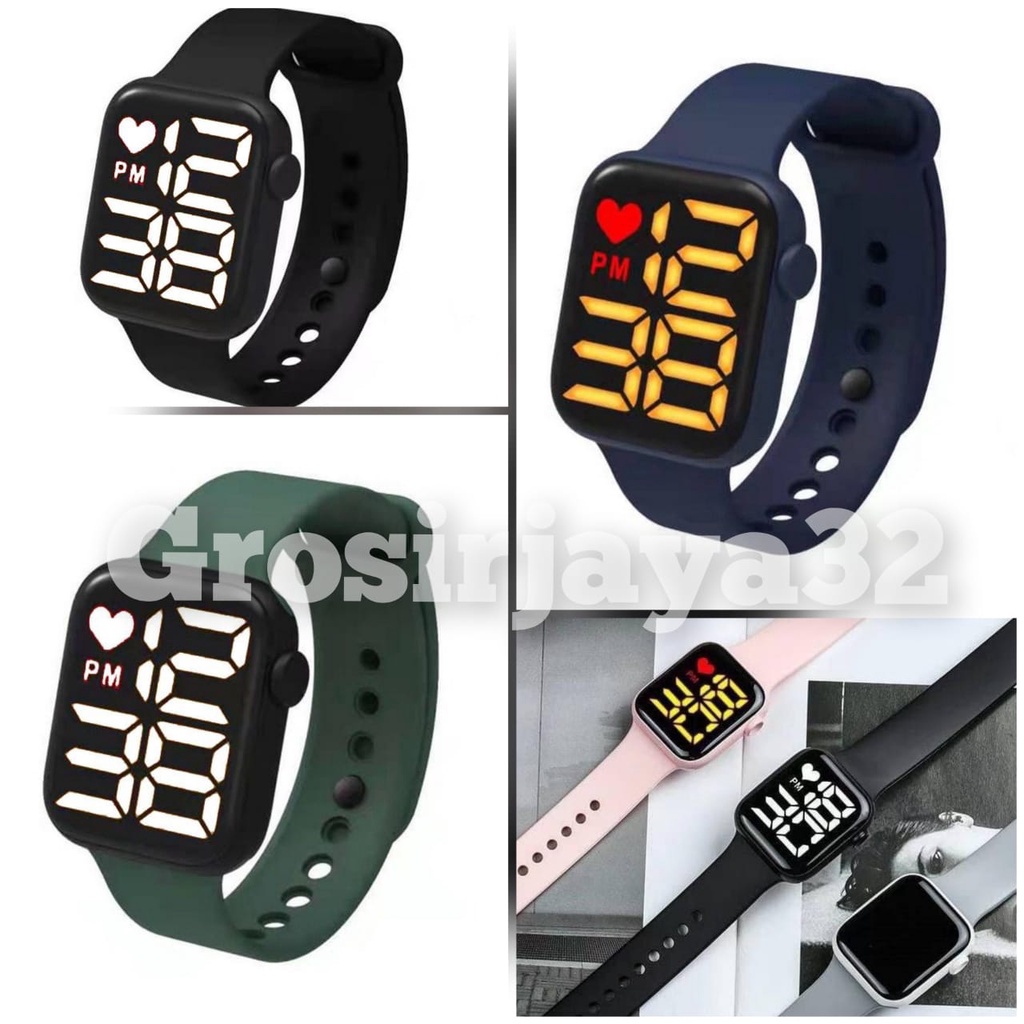Jam Tangan LED APEL Digital Rubber Electronic Fashion Import Pria Wanita Anak Remaja Premium