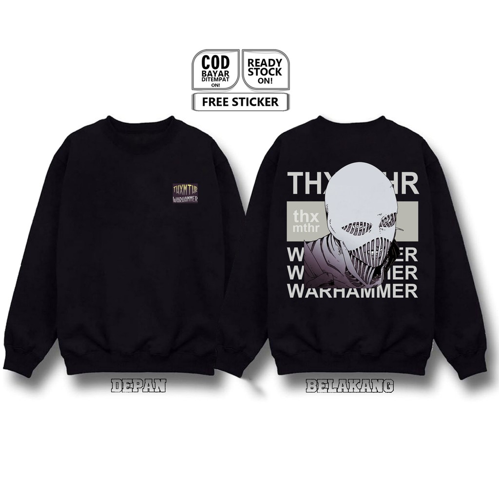 SWEATER CREWNECK WAR HAMMER TITAN 戦槌の巨人 SENTSUI NO KYIOJIN ATTAC ON TITAN SNK PASUKAN SCOUTING SIGN