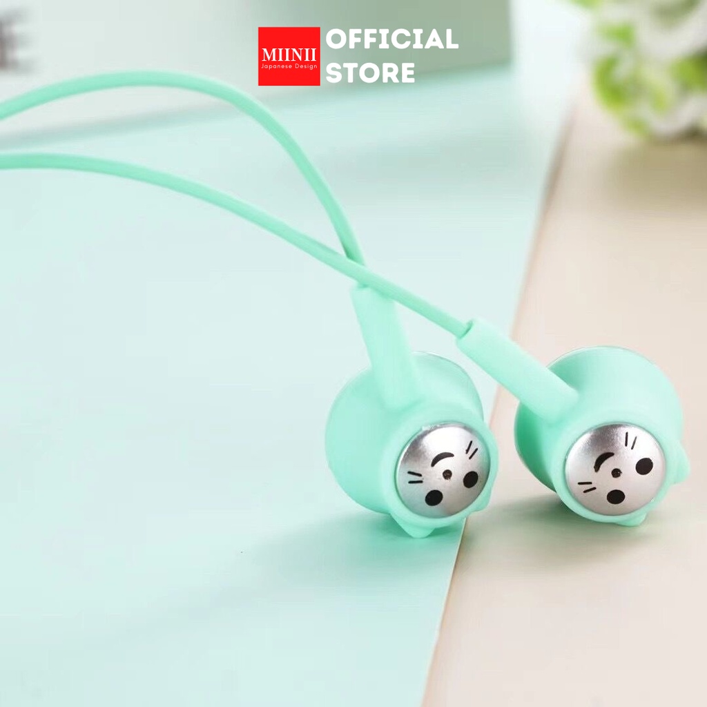 MIINII Headset/Handsfree Macaron U31 Motif Kucing Hifi Extra Bass Mate Colour NON PACK